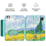 Wheat Field with Cypresses - Leather Magnetic iPad Case