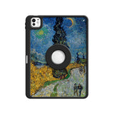 Road with Cypress and Star - Leather Magnetic iPad Case