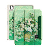 Vase with Pink Roses - Leather Magnetic iPad Case