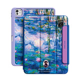 Blue Water Lilies and Willow - Leather Magnetic iPad Case