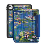 Water Lilies (Blue) - Leather Magnetic iPad Case