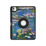 Water Lilies (Blue) - Leather Magnetic iPad Case