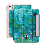 Water Lilies (Turquoise) - Leather Magnetic iPad Case