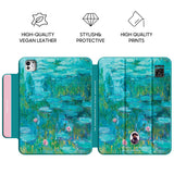 Water Lilies (Turquoise) - Leather Magnetic iPad Case