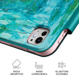 Water Lilies (Turquoise) - Leather Magnetic iPad Case