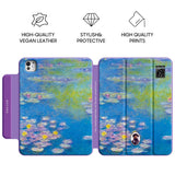 Water Lilies (Purple) - Leather Magnetic iPad Case