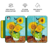 Vase with Three Sunflowers - Leather Magnetic iPad Case