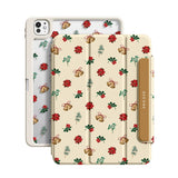 Holly＆Poinsettia - Leather Magnetic iPad Case