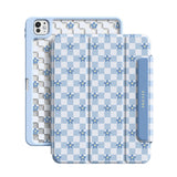 Blue Flowers - Leather Magnetic iPad Case