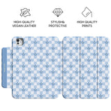 Blue Flowers - Leather Magnetic iPad Case
