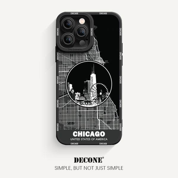 iPhone 14 Series | City Line Map Series Pupil Liquid Silicone Phone Case - Chicago
