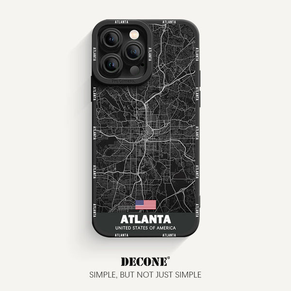 iPhone 13 Series | City Line Map Series Pupil Liquid Silicone Phone Case - Atlanta