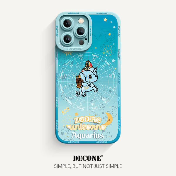 iPhone 14 Series | Zodiac Series Pupil Liquid Silicone Phone Case - Aquarius(Unicorn)