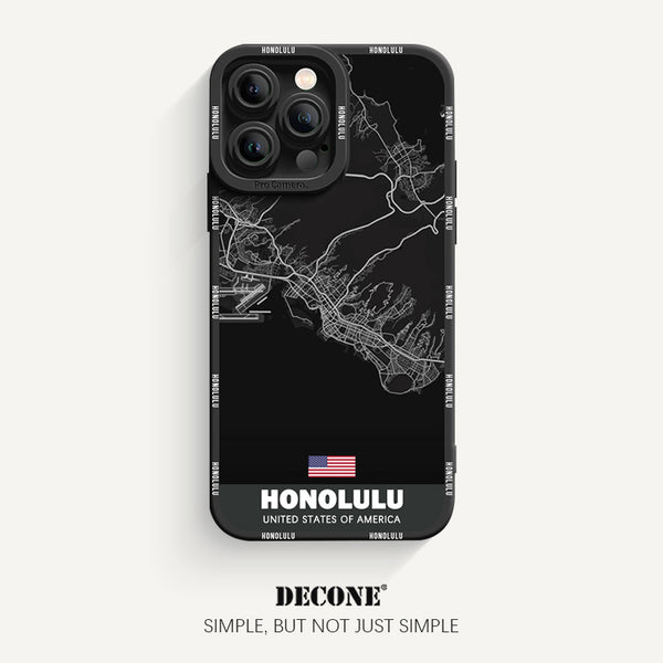 iPhone 14 Series | City Line Map Series Pupil Liquid Silicone Phone Case - Honolulu