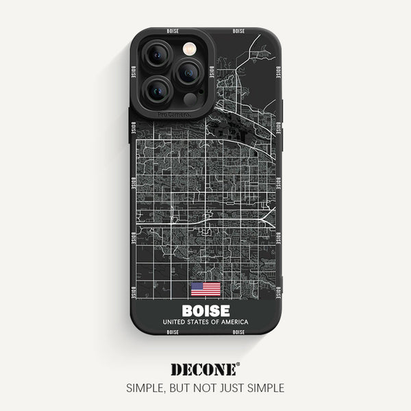 iPhone 14 Series | City Line Map Series Pupil Liquid Silicone Phone Case - Boise