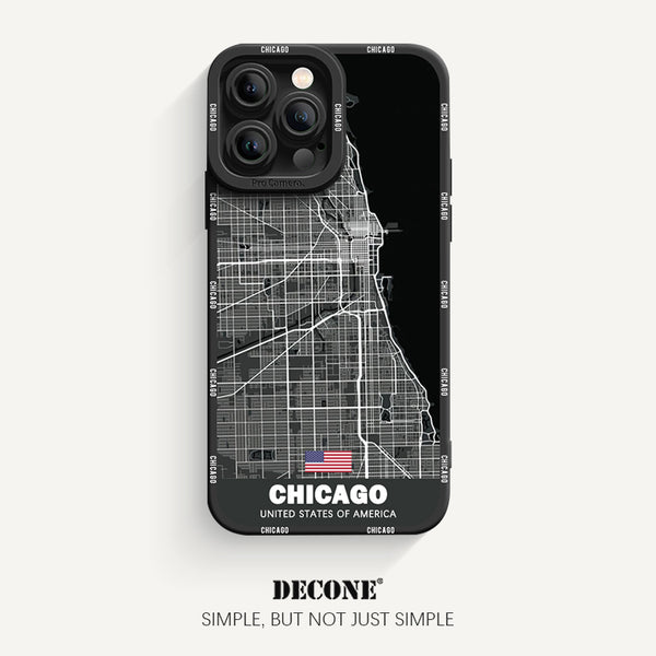 iPhone 14 Series | City Line Map Series Pupil Liquid Silicone Phone Case - Chicago