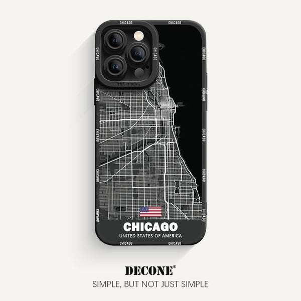 iPhone 12 Series | City Line Map Series Pupil Liquid Silicone Phone Case - Chicago