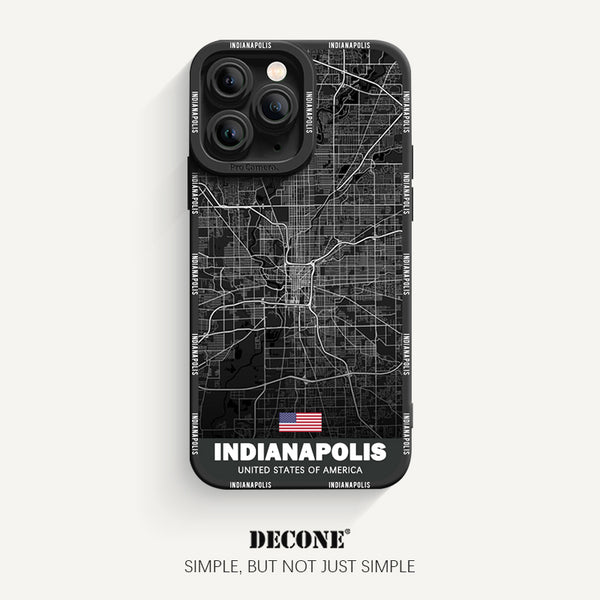 iPhone 11 Series | City Line Map Series Pupil Liquid Silicone Phone Case - Indianapolis