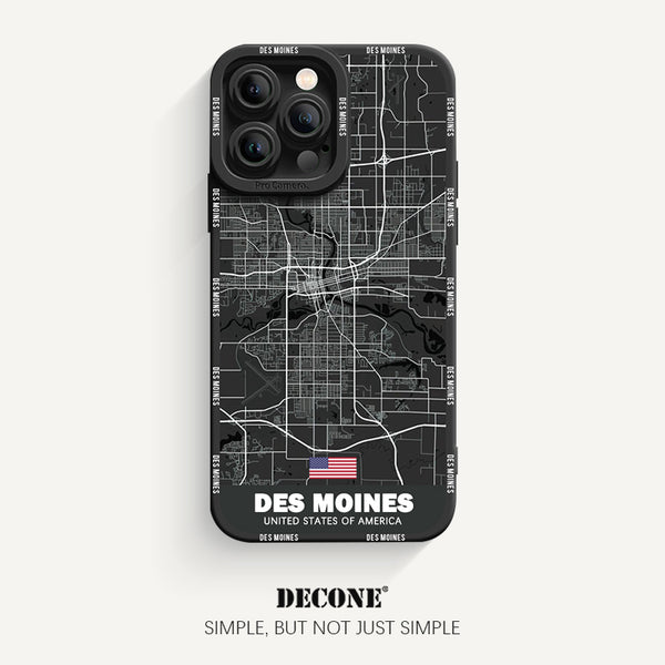 iPhone 14 Series | City Line Map Series Pupil Liquid Silicone Phone Case - Des Moines