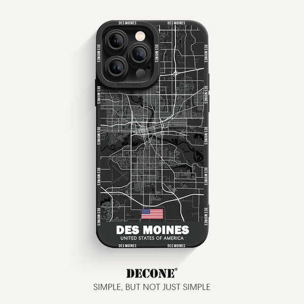 iPhone 13 Series | City Line Map Series Pupil Liquid Silicone Phone Case - Des Moines