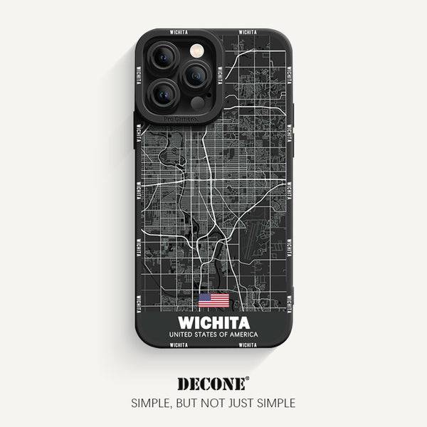 iPhone 14 Series | City Line Map Series Pupil Liquid Silicone Phone Case - Wichita