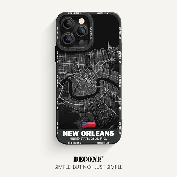 iPhone 14 Series | City Line Map Series Pupil Liquid Silicone Phone Case - New Orleans