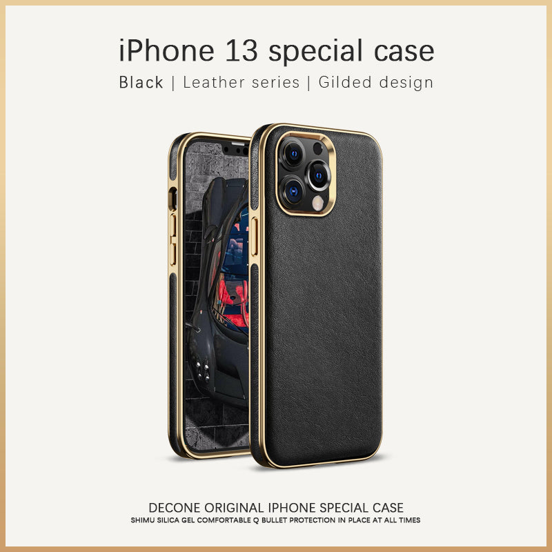 Decone iPhone 13 Series Gold plated leather phone case DECONE