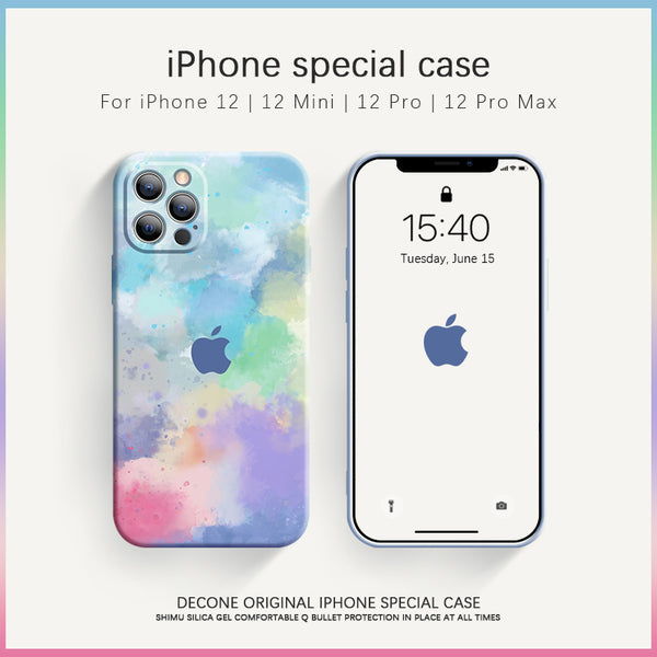 【Decone】iPhone 12 series Watercolor Liquid Silicone Phone Case (gift lanyard)