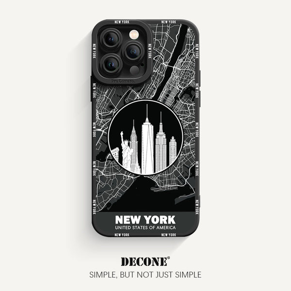 iPhone 14 Series | City Line Map Series Pupil Liquid Silicone Phone Case - New York