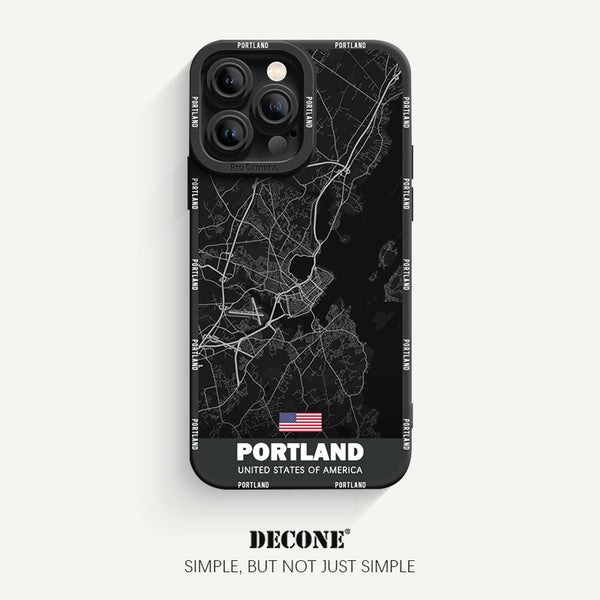 iPhone 13 Series | City Line Map Series Pupil Liquid Silicone Phone Case - Portland-Maine