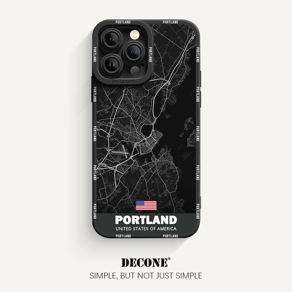 iPhone 14 Series | City Line Map Series Pupil Liquid Silicone Phone Case - Portland-Maine