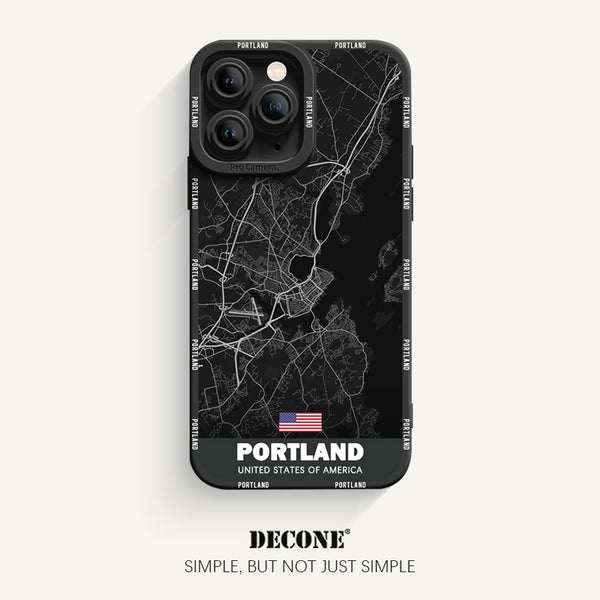 iPhone 11 Series | City Line Map Series Pupil Liquid Silicone Phone Case - Portland-Maine