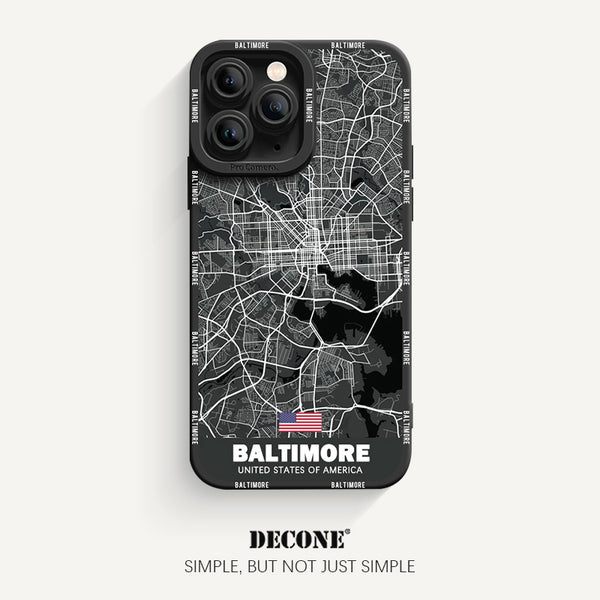 iPhone 11 Series | City Line Map Series Pupil Liquid Silicone Phone Case - Baltimore