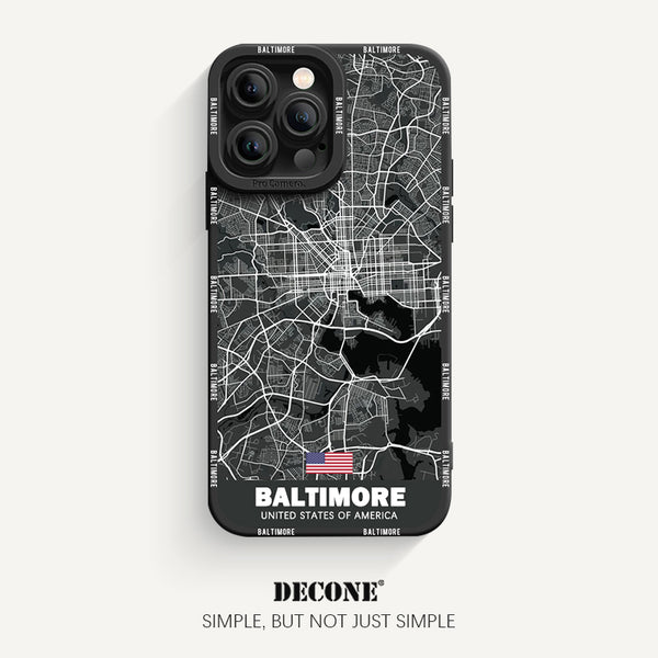 iPhone 14 Series | City Line Map Series Pupil Liquid Silicone Phone Case - Baltimore