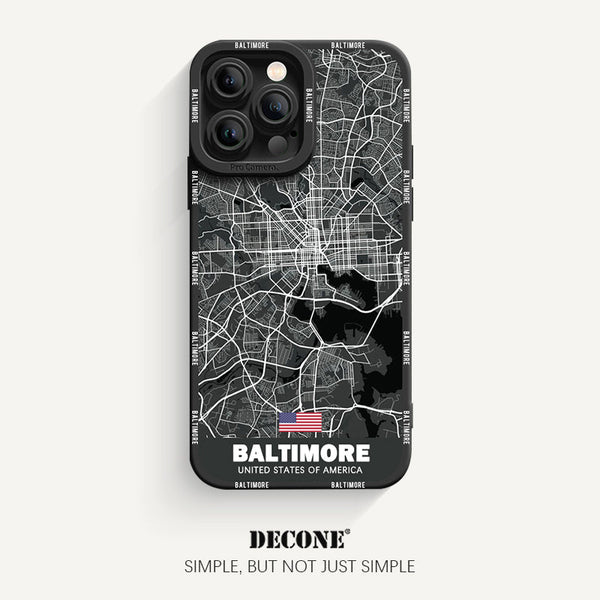 iPhone 13 Series | City Line Map Series Pupil Liquid Silicone Phone Case - Baltimore