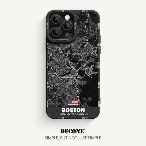 iPhone 13 Series | City Line Map Series Pupil Liquid Silicone Phone Case - Boston