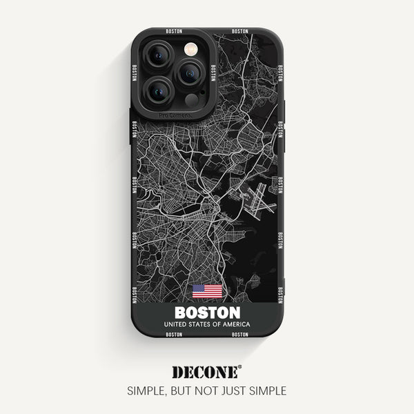 iPhone 14 Series | City Line Map Series Pupil Liquid Silicone Phone Case - Boston
