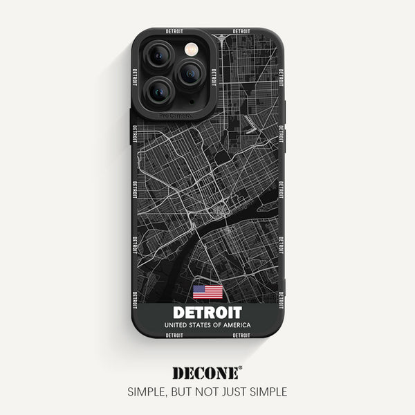 iPhone 11 Series | City Line Map Series Pupil Liquid Silicone Phone Case - Detroit