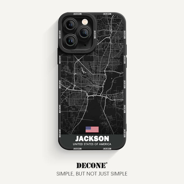 iPhone 11 Series | City Line Map Series Pupil Liquid Silicone Phone Case - Jackson