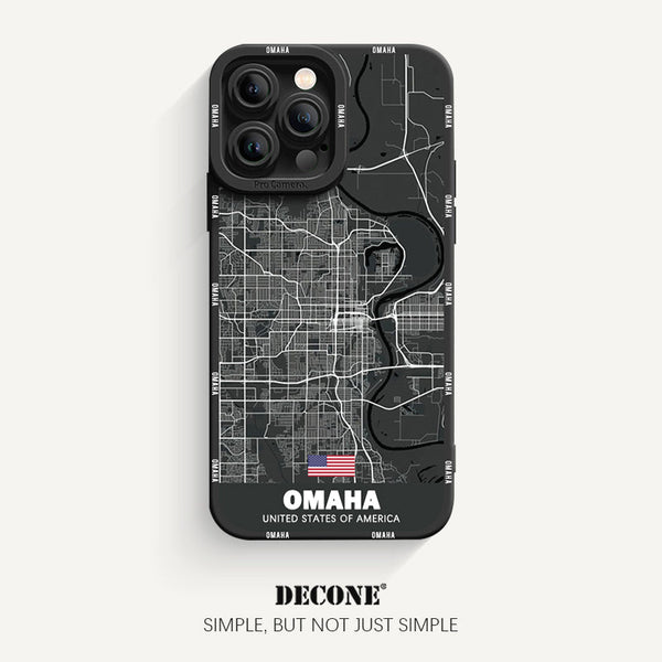 iPhone 13 Series | City Line Map Series Pupil Liquid Silicone Phone Case - Omaha