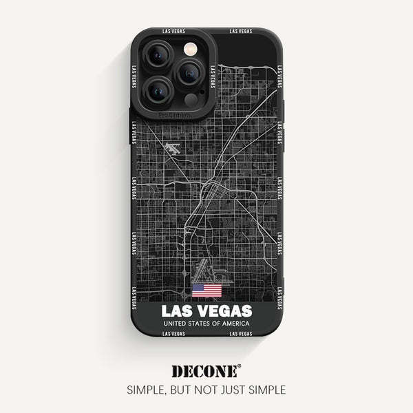 iPhone 14 Series | City Line Map Series Pupil Liquid Silicone Phone Case - Las Vegas