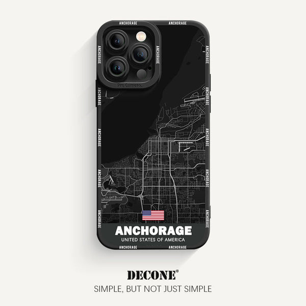 iPhone 12 Series | City Line Map Series Pupil Liquid Silicone Phone Case - Anchorage