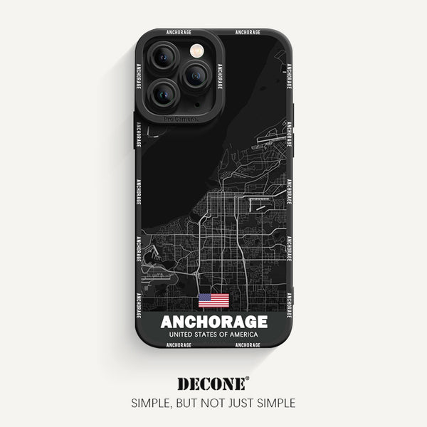 iPhone 11 Series | City Line Map Series Pupil Liquid Silicone Phone Case - Anchorage