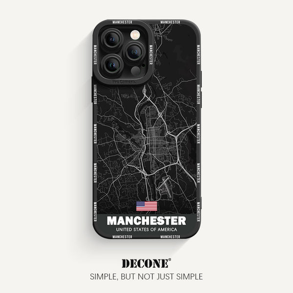 iPhone 14 Series | City Line Map Series Pupil Liquid Silicone Phone Case - Manchester