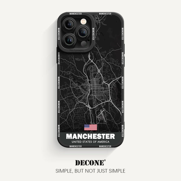 iPhone 12 Series | City Line Map Series Pupil Liquid Silicone Phone Case - Manchester