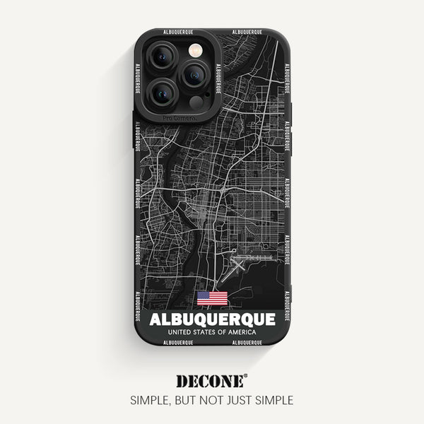 iPhone 14 Series | City Line Map Series Pupil Liquid Silicone Phone Case - Albuquerque