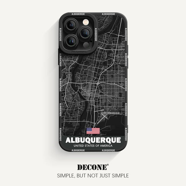 iPhone 12 Series | City Line Map Series Pupil Liquid Silicone Phone Case - Albuquerque(USA)