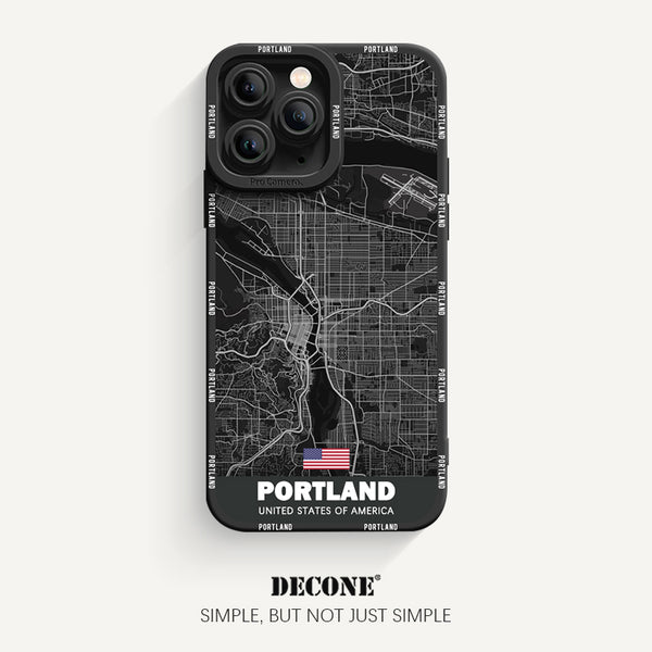 iPhone 11 Series | City Line Map Series Pupil Liquid Silicone Phone Case - Portland-Oregon