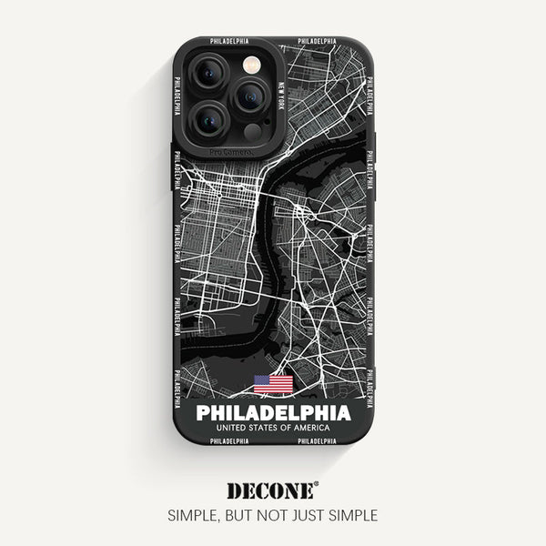 iPhone 13 Series | City Line Map Series Pupil Liquid Silicone Phone Case - Philadelphia