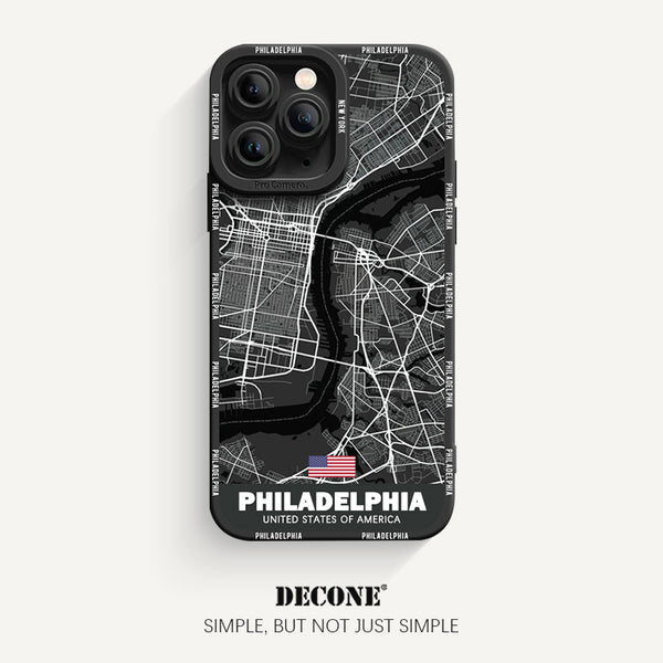 iPhone 11 Series | City Line Map Series Pupil Liquid Silicone Phone Case - Philadelphia